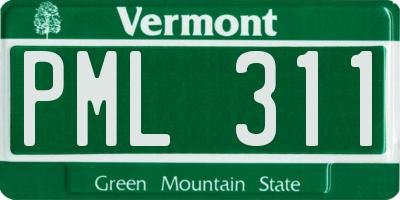 VT license plate PML311