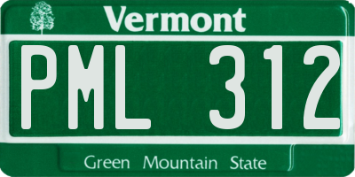 VT license plate PML312
