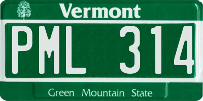 VT license plate PML314