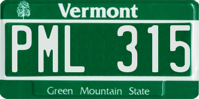 VT license plate PML315