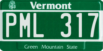 VT license plate PML317