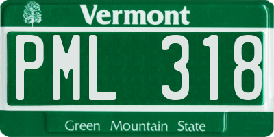 VT license plate PML318