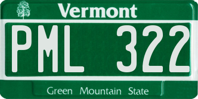 VT license plate PML322