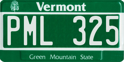 VT license plate PML325
