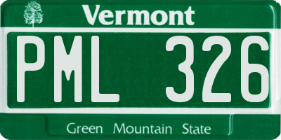 VT license plate PML326