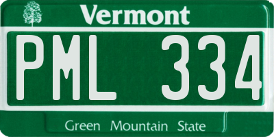 VT license plate PML334
