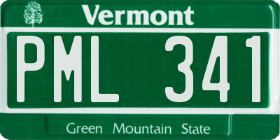VT license plate PML341
