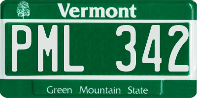 VT license plate PML342