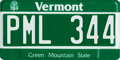 VT license plate PML344