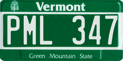 VT license plate PML347