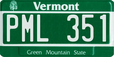 VT license plate PML351