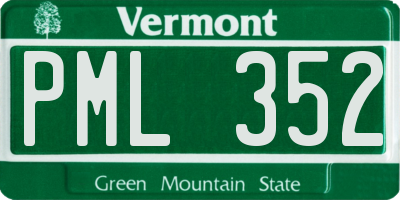 VT license plate PML352