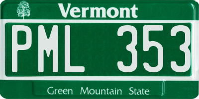 VT license plate PML353