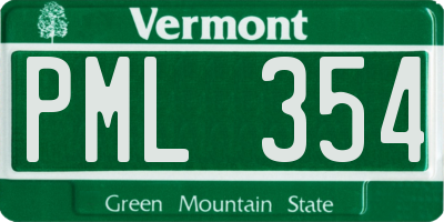 VT license plate PML354