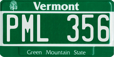 VT license plate PML356