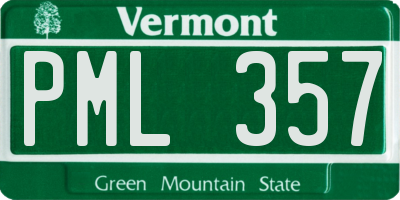 VT license plate PML357