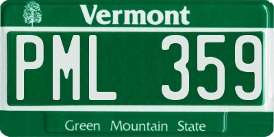 VT license plate PML359