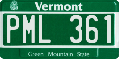 VT license plate PML361