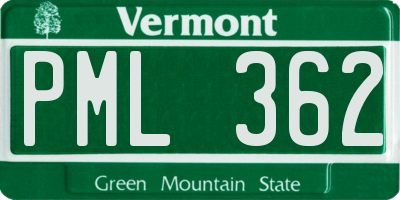 VT license plate PML362