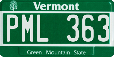 VT license plate PML363