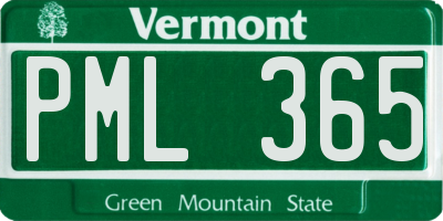 VT license plate PML365