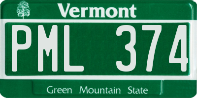 VT license plate PML374