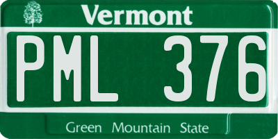 VT license plate PML376
