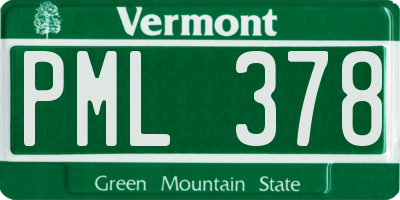 VT license plate PML378