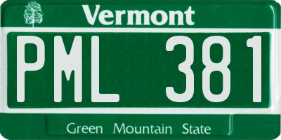 VT license plate PML381