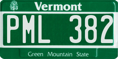 VT license plate PML382