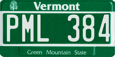 VT license plate PML384