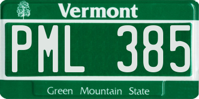 VT license plate PML385