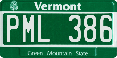 VT license plate PML386