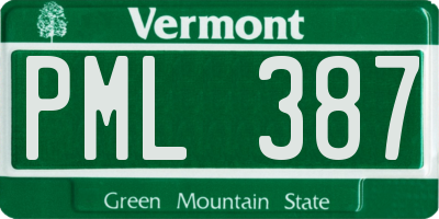 VT license plate PML387
