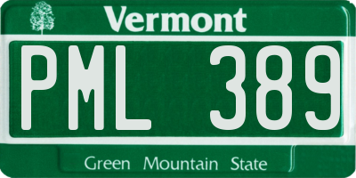 VT license plate PML389