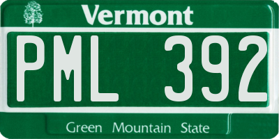 VT license plate PML392