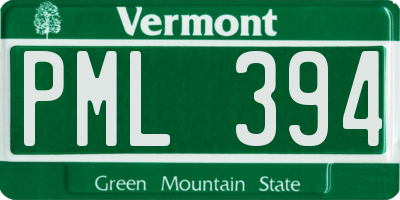 VT license plate PML394