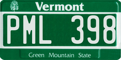 VT license plate PML398