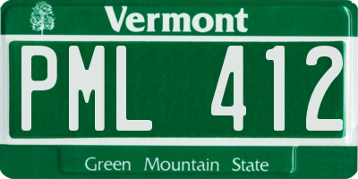 VT license plate PML412