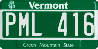 VT license plate PML416
