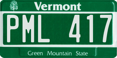 VT license plate PML417