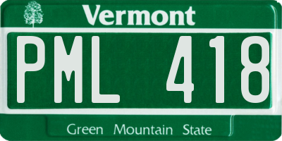 VT license plate PML418