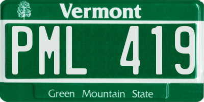 VT license plate PML419
