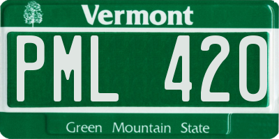 VT license plate PML420