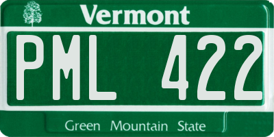 VT license plate PML422