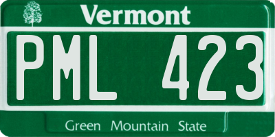 VT license plate PML423