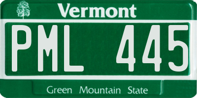 VT license plate PML445