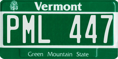 VT license plate PML447