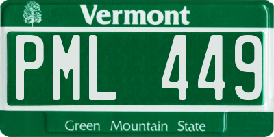 VT license plate PML449