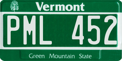 VT license plate PML452